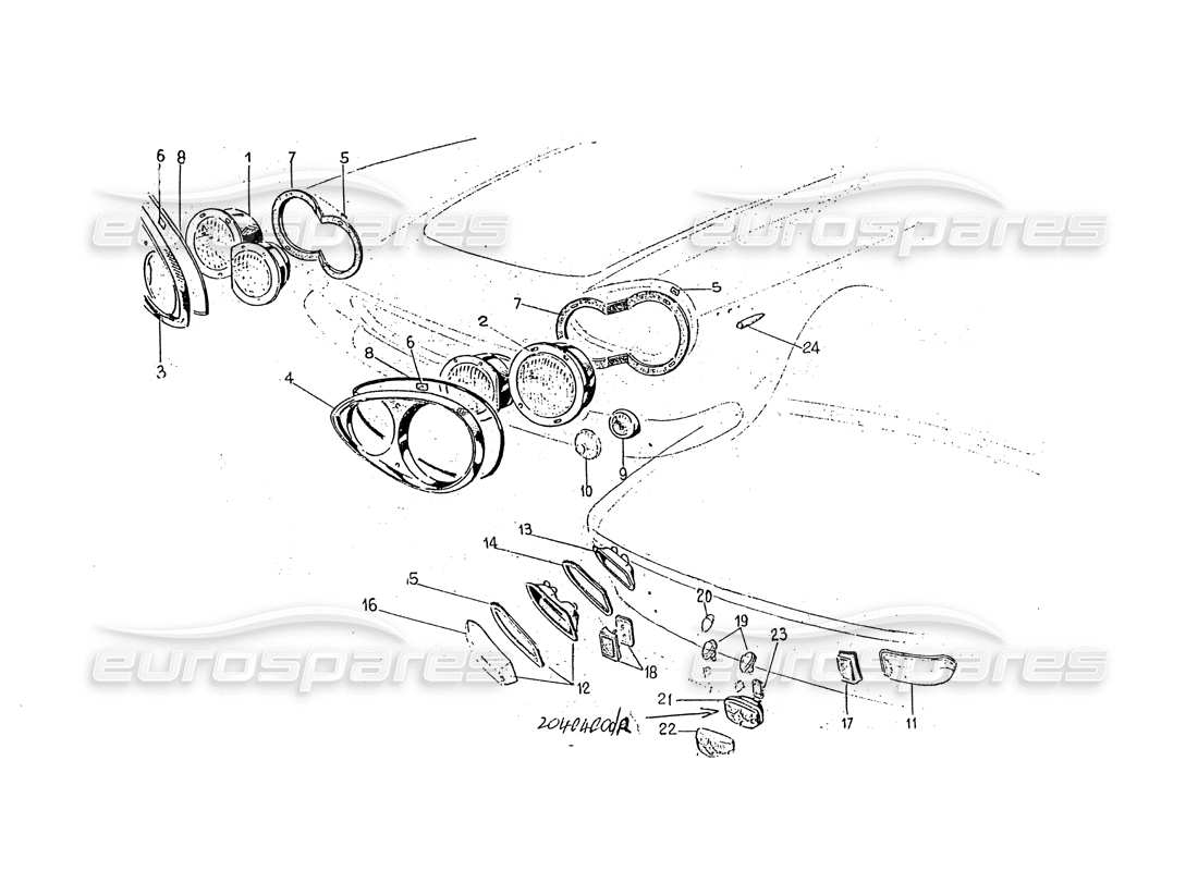 a part diagram from the ferrari 330 and 365 parts catalogue