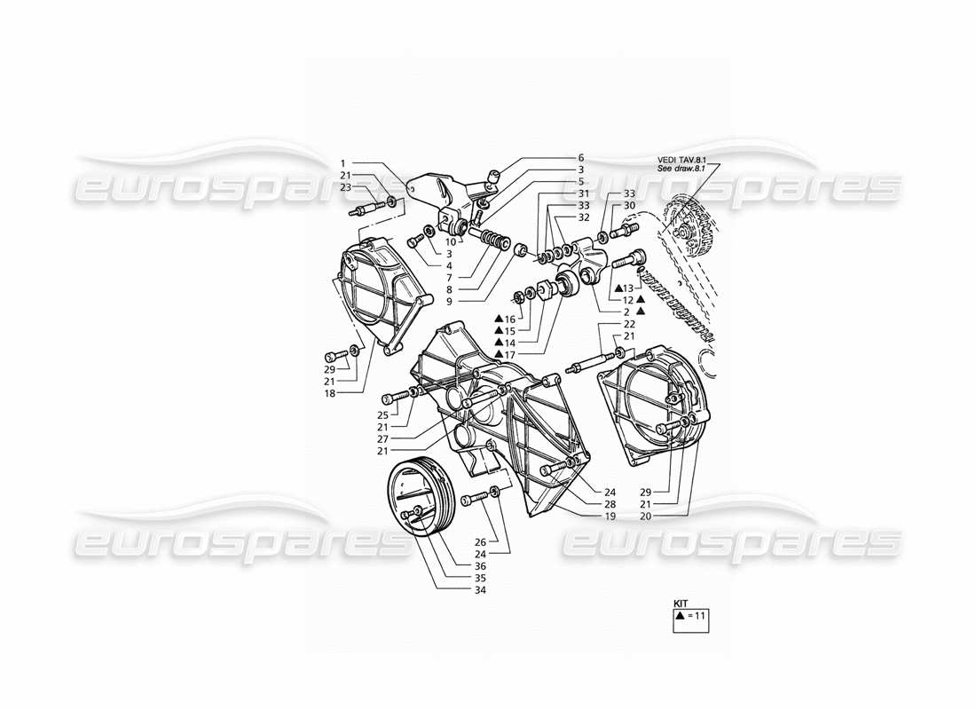 a part diagram from the maserati qtp. 3.2 v8 (1999) parts catalogue