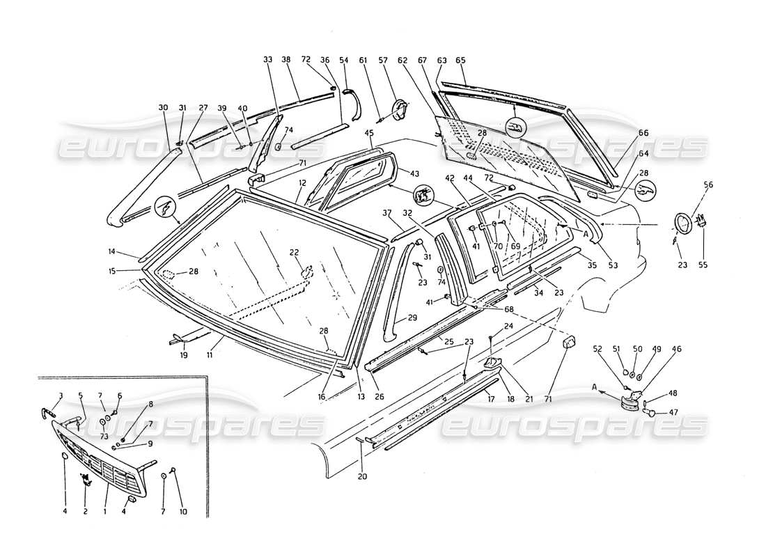 a part diagram from the Maserati Biturbo 2.5 (1984) parts catalogue