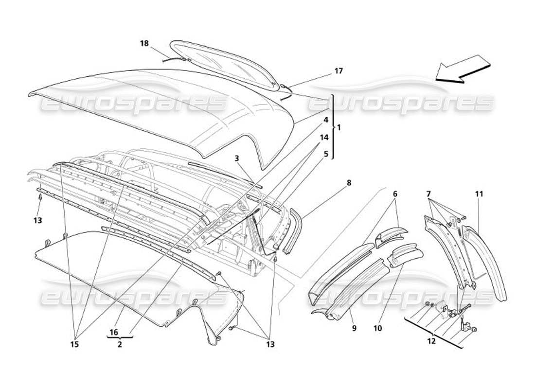 a part diagram from the maserati 4200 spyder (2005) parts catalogue