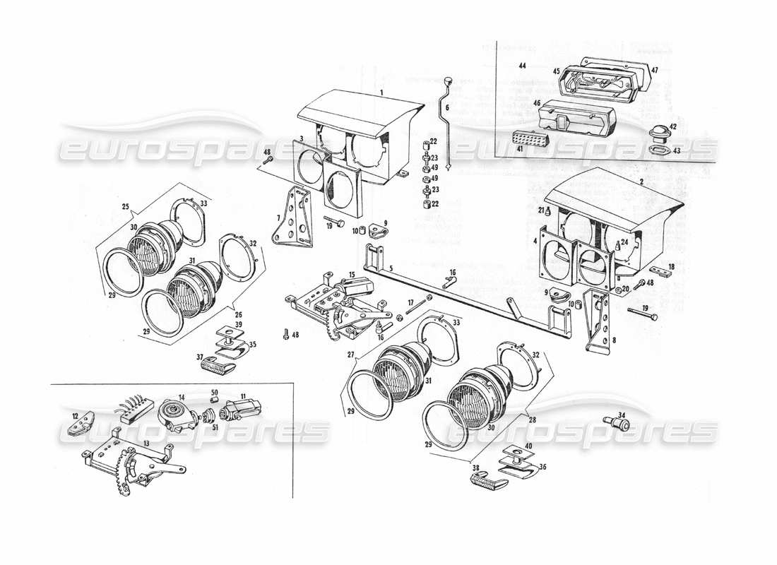 VIEW PARTS DIAGRAMS FROM THE MASERATI INDY PARTS CATALOGUE a part diagram from the maserati indy parts catalogue