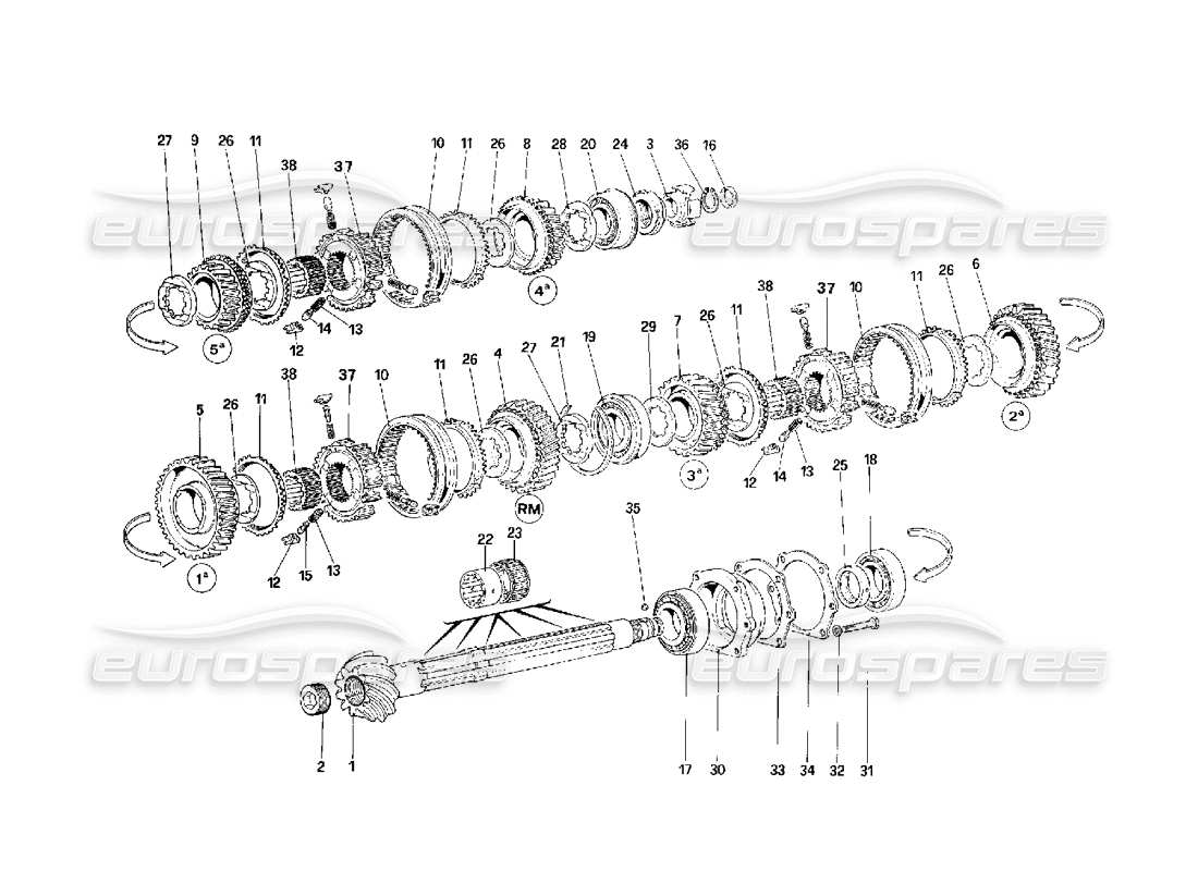 VIEW PARTS DIAGRAMS FROM THE FERRARI F40 PARTS CATALOGUE a part diagram from the ferrari f40 parts catalogue