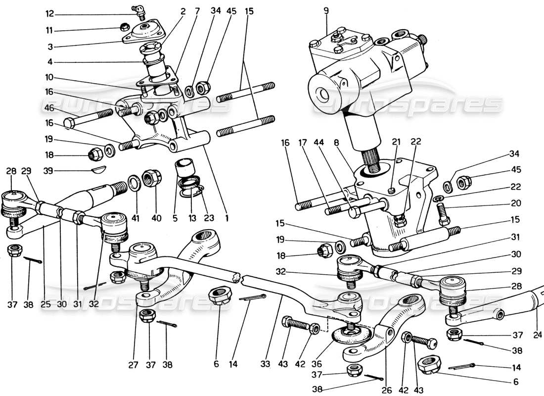 a part diagram from the Ferrari 365 GT4 2+2 (1973) parts catalogue
