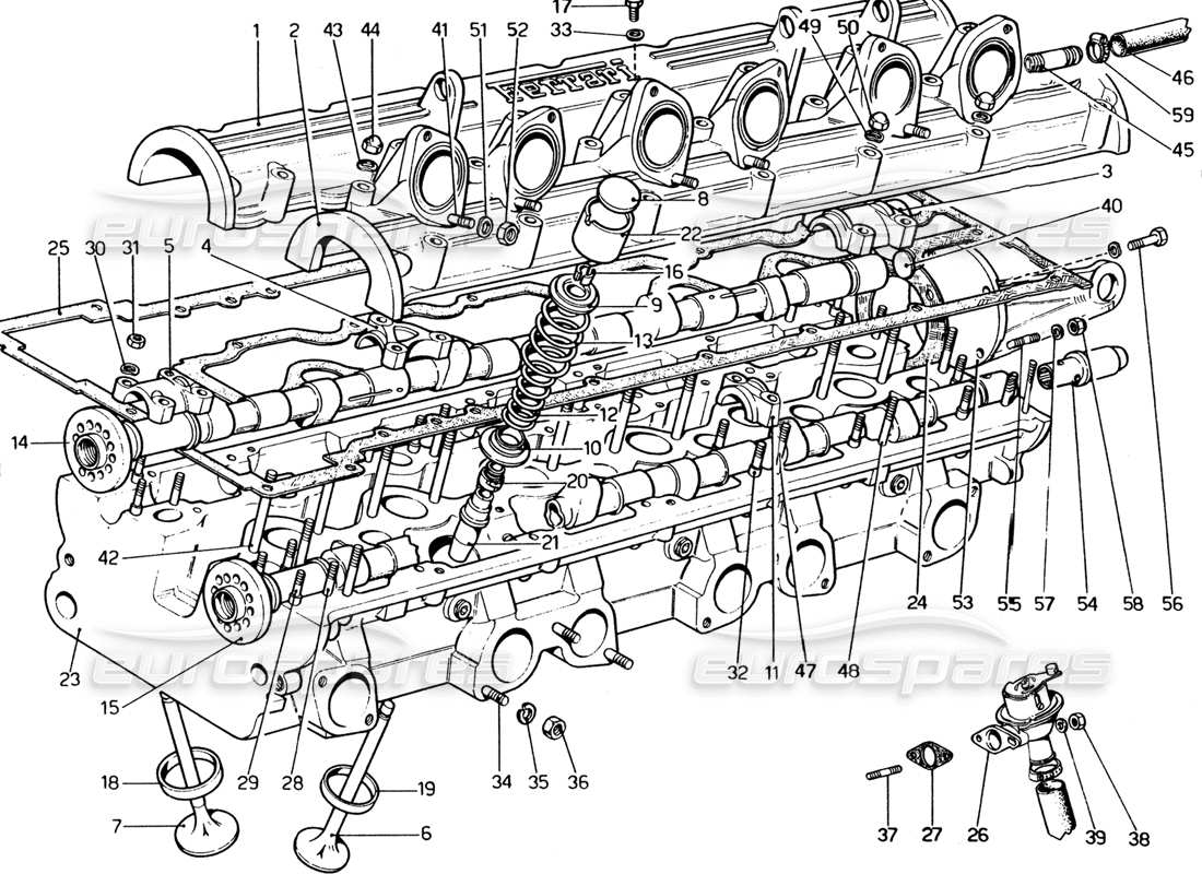 VIEW PARTS DIAGRAMS FROM THE FERRARI 330 AND 365 PARTS CATALOGUE a part diagram from the ferrari 330 and 365 parts catalogue