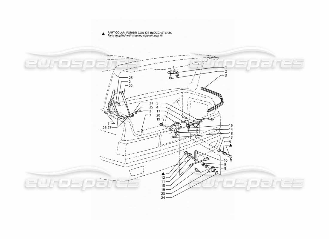 a part diagram from the maserati ghibli (1993-1995) parts catalogue