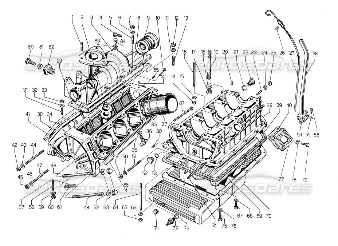 a part diagram from the lamborghini jalpa parts catalogue