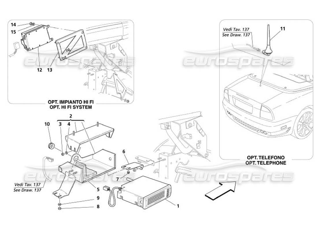 a part diagram from the maserati 4200 spyder (2005) parts catalogue