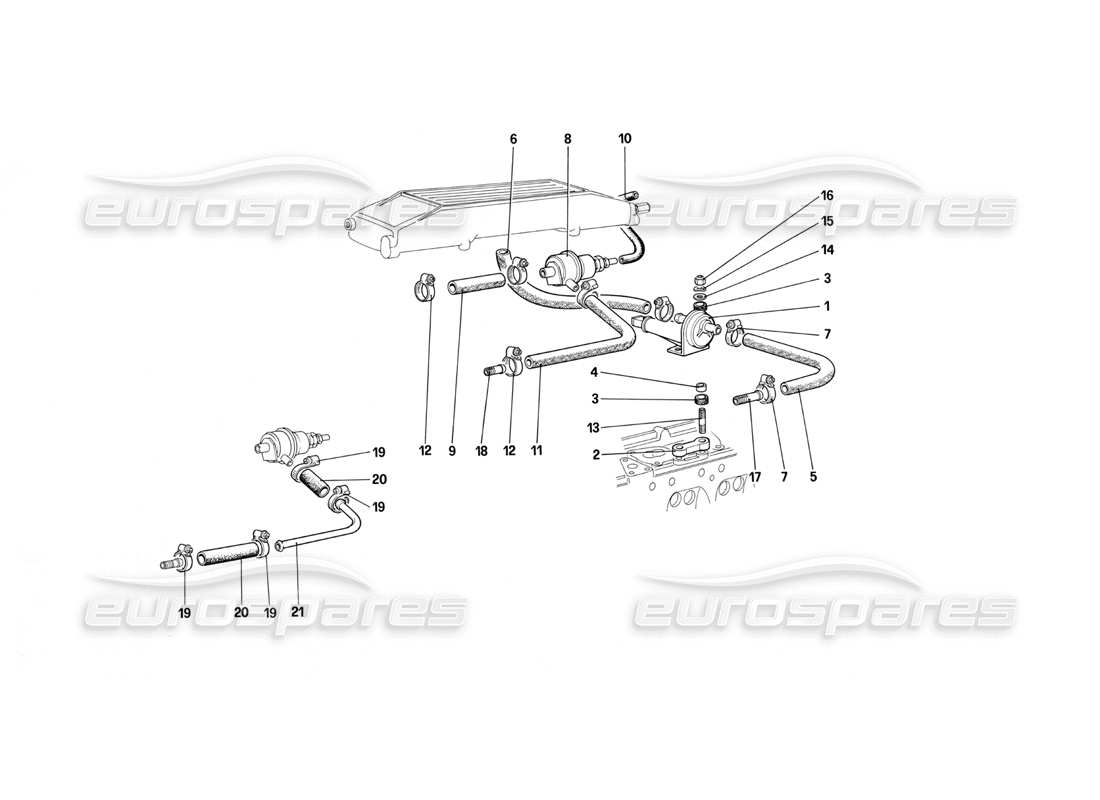 a part diagram from the ferrari testarossa parts catalogue