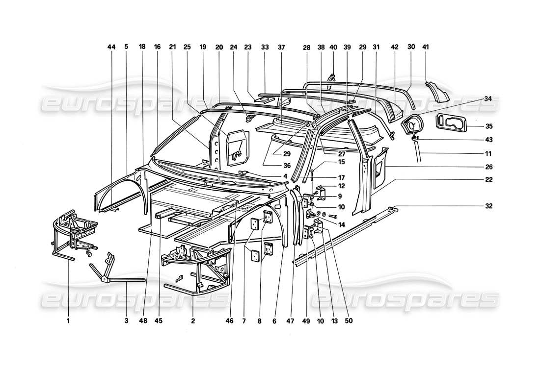 a part diagram from the ferrari testarossa parts catalogue