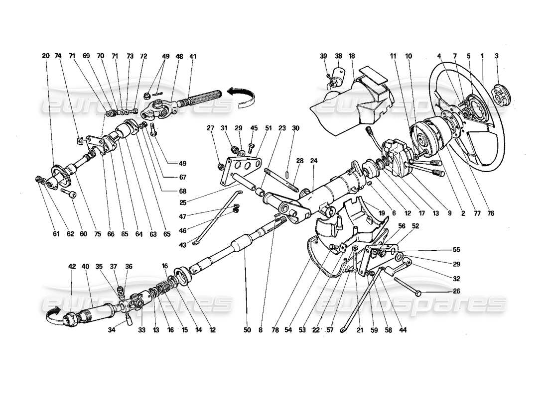 a part diagram from the ferrari testarossa (1987) parts catalogue