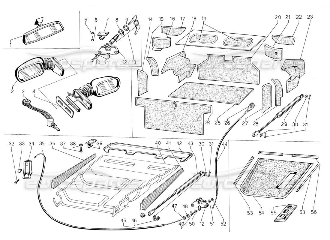 a part diagram from the lamborghini jalpa 3.5 (1984) parts catalogue