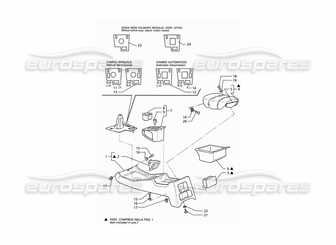 a part diagram from the maserati ghibli (1993-1995) parts catalogue