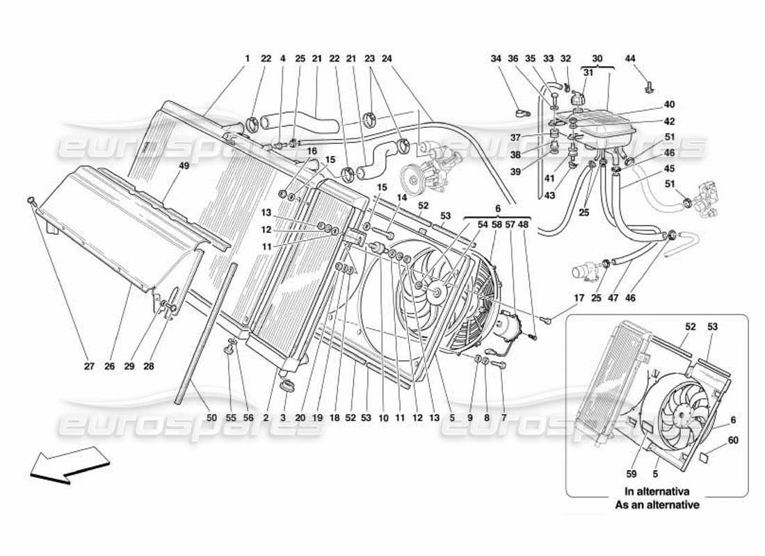 a part diagram from the Ferrari 550 Barchetta parts catalogue
