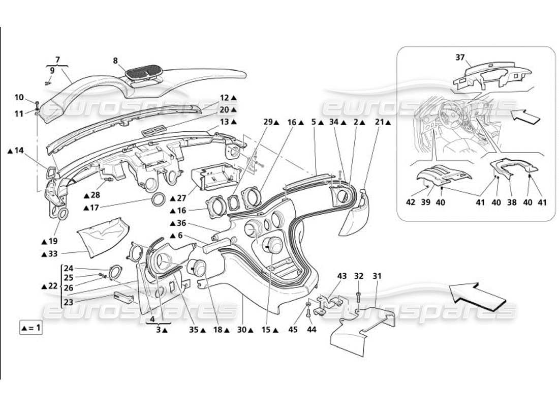 a part diagram from the maserati 4200 gransport (2005) parts catalogue
