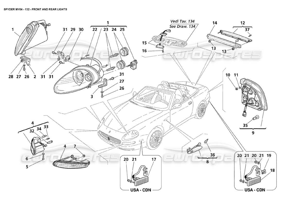 a part diagram from the maserati 4200 parts catalogue