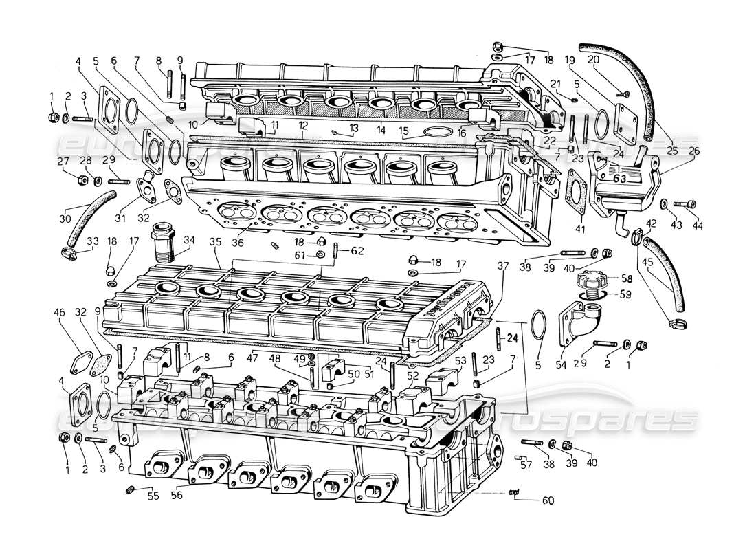 a part diagram from the lamborghini countach 5000 qvi (1989) parts catalogue