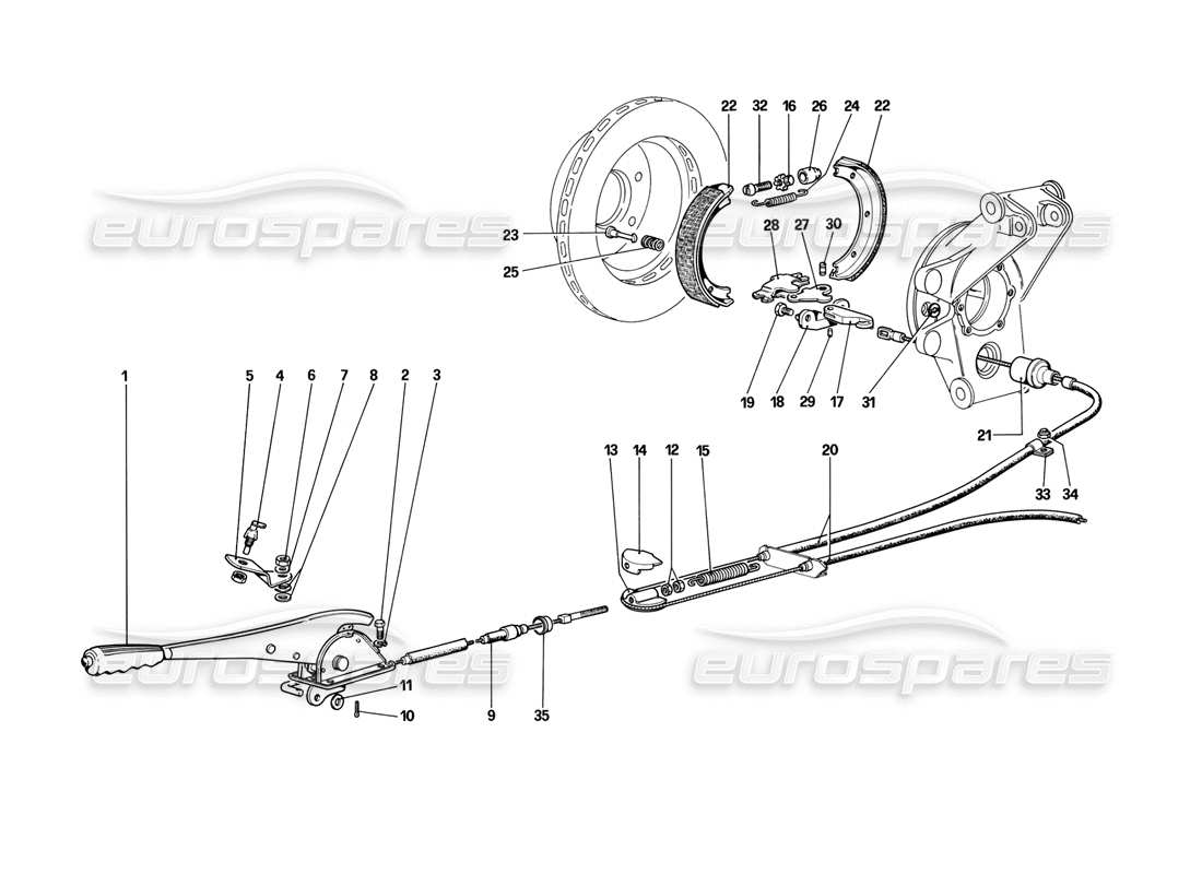 a part diagram from the Ferrari Mondial 3.2 QV (1987) parts catalogue