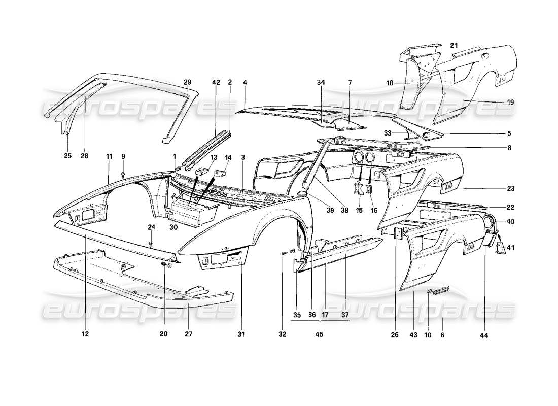 a part diagram from the ferrari mondial 3.2 qv (1987) parts catalogue