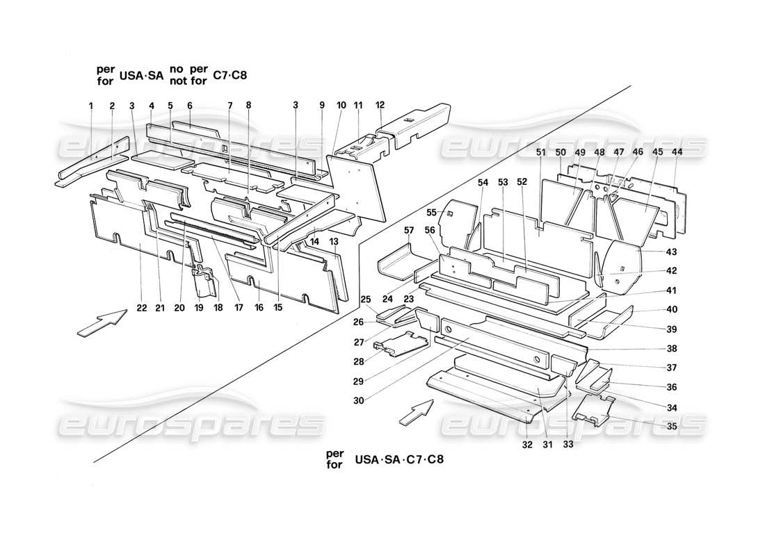 a part diagram from the ferrari mondial 3.2 qv (1987) parts catalogue