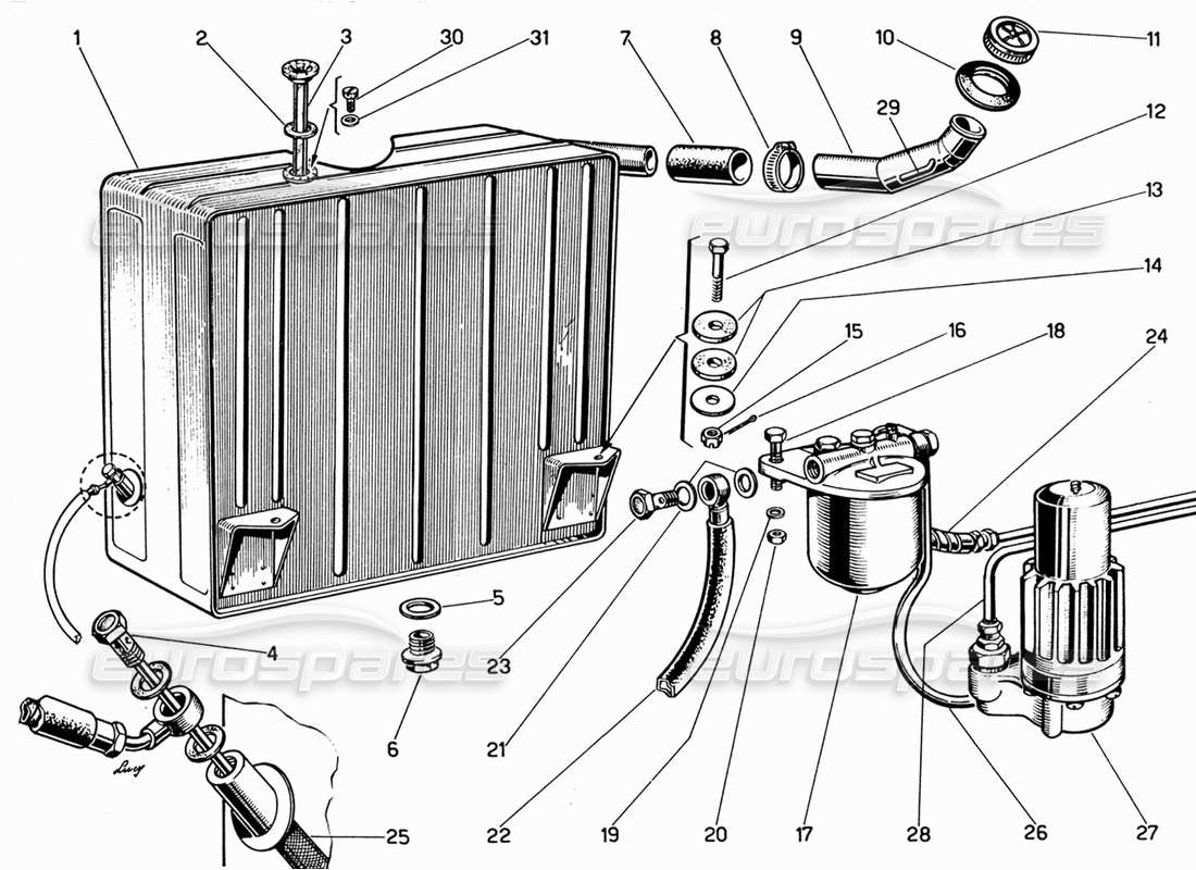 a part diagram from the ferrari 330 gt 2+2 parts catalogue