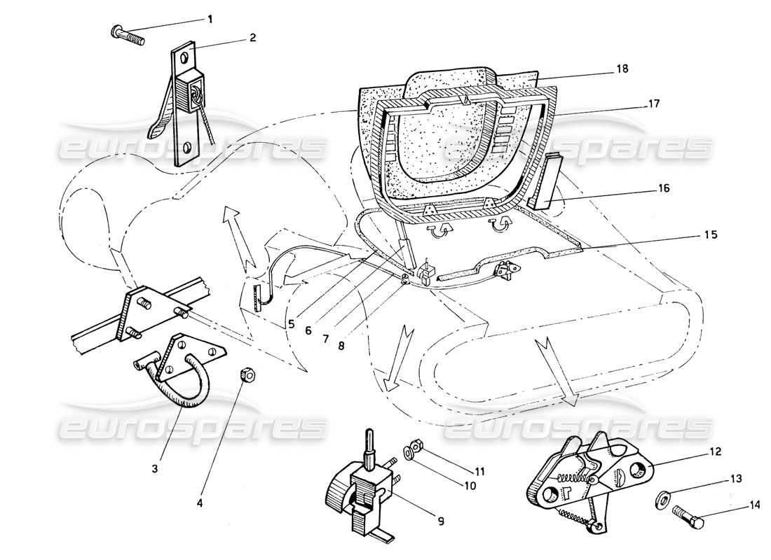 a part diagram from the ferrari 206 gt dino (coachwork) parts catalogue