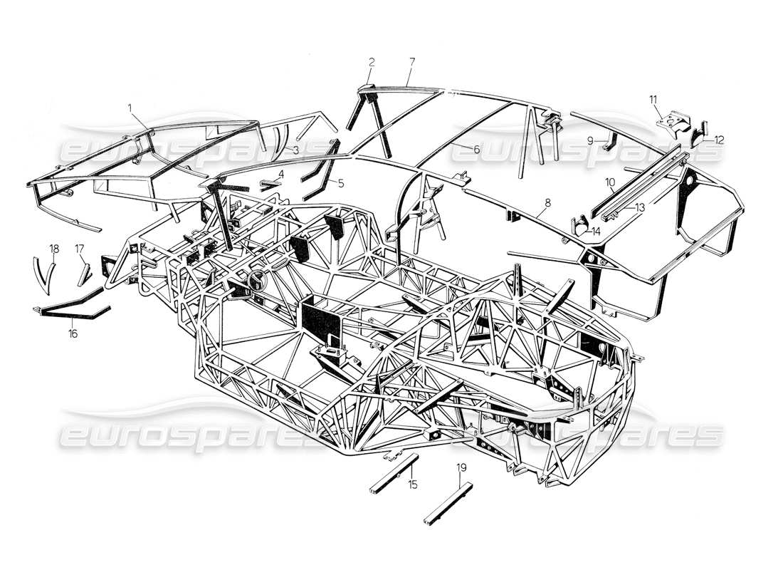 a part diagram from the lamborghini countach parts catalogue