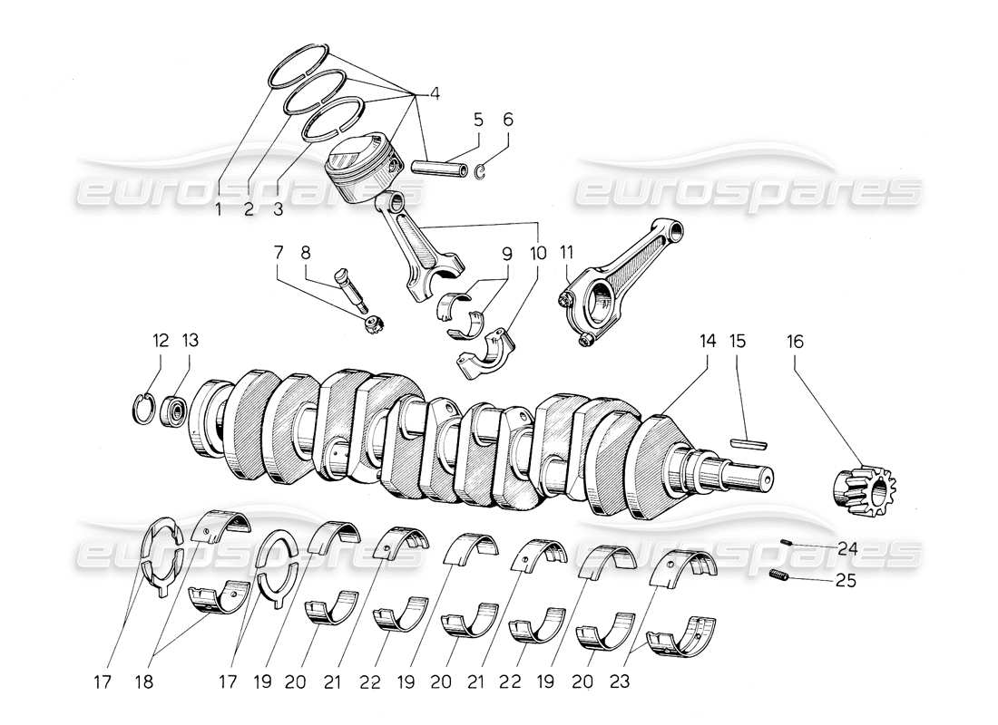 a part diagram from the lamborghini countach parts catalogue