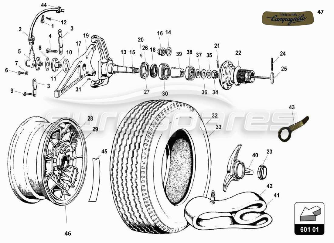 a part diagram from the lamborghini miura p400 parts catalogue