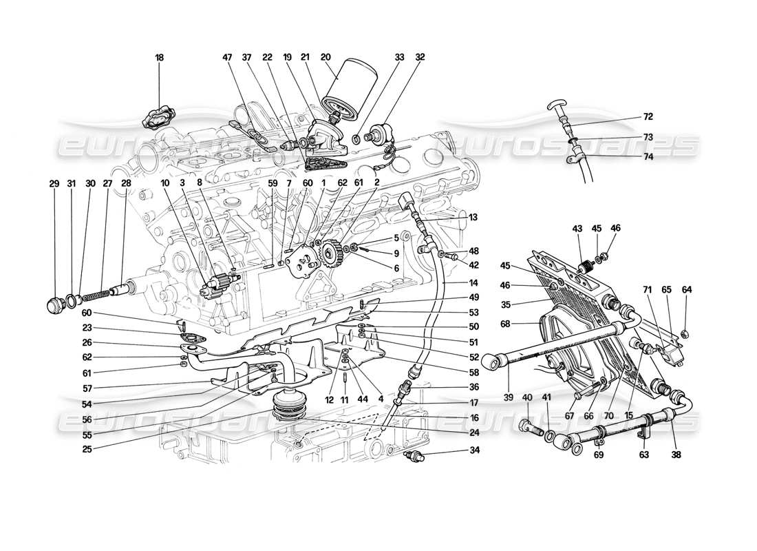 a part diagram from the ferrari mondial parts catalogue