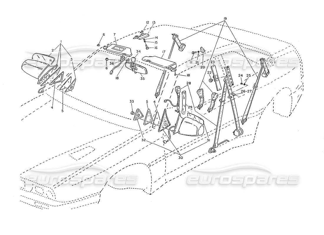 a part diagram from the maserati ghibli (1993-1995) parts catalogue