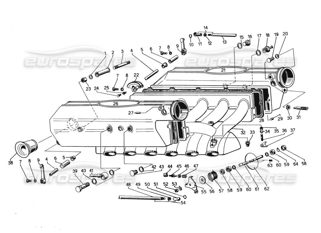 a part diagram from the lamborghini countach 5000 qvi (1989) parts catalogue