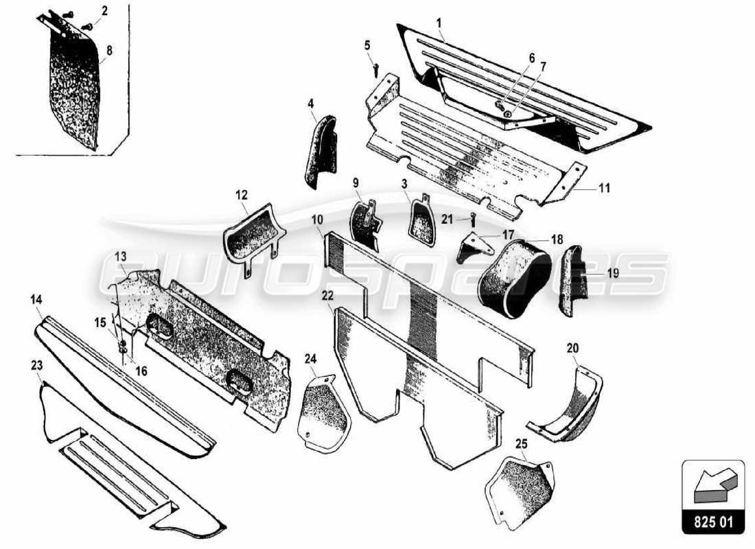 a part diagram from the lamborghini miura p400 parts catalogue