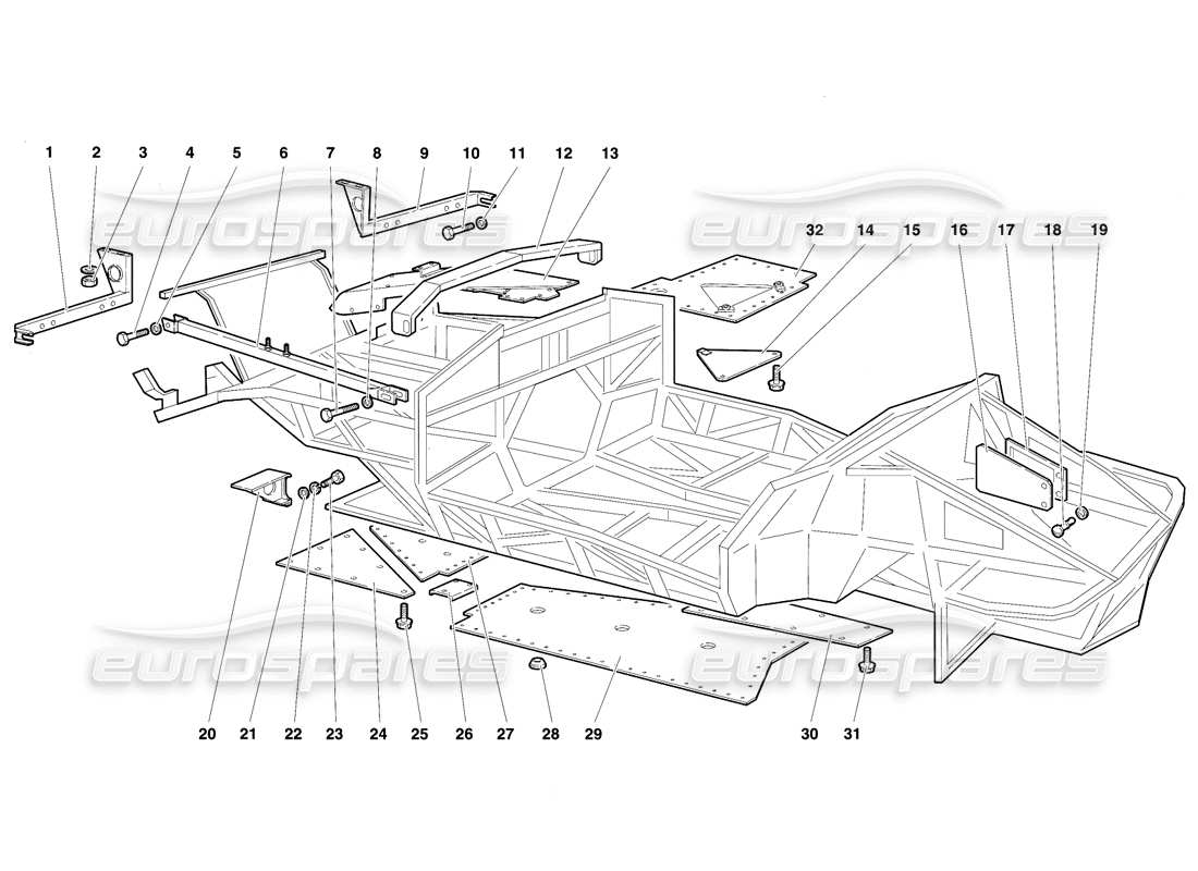 a part diagram from the lamborghini diablo parts catalogue