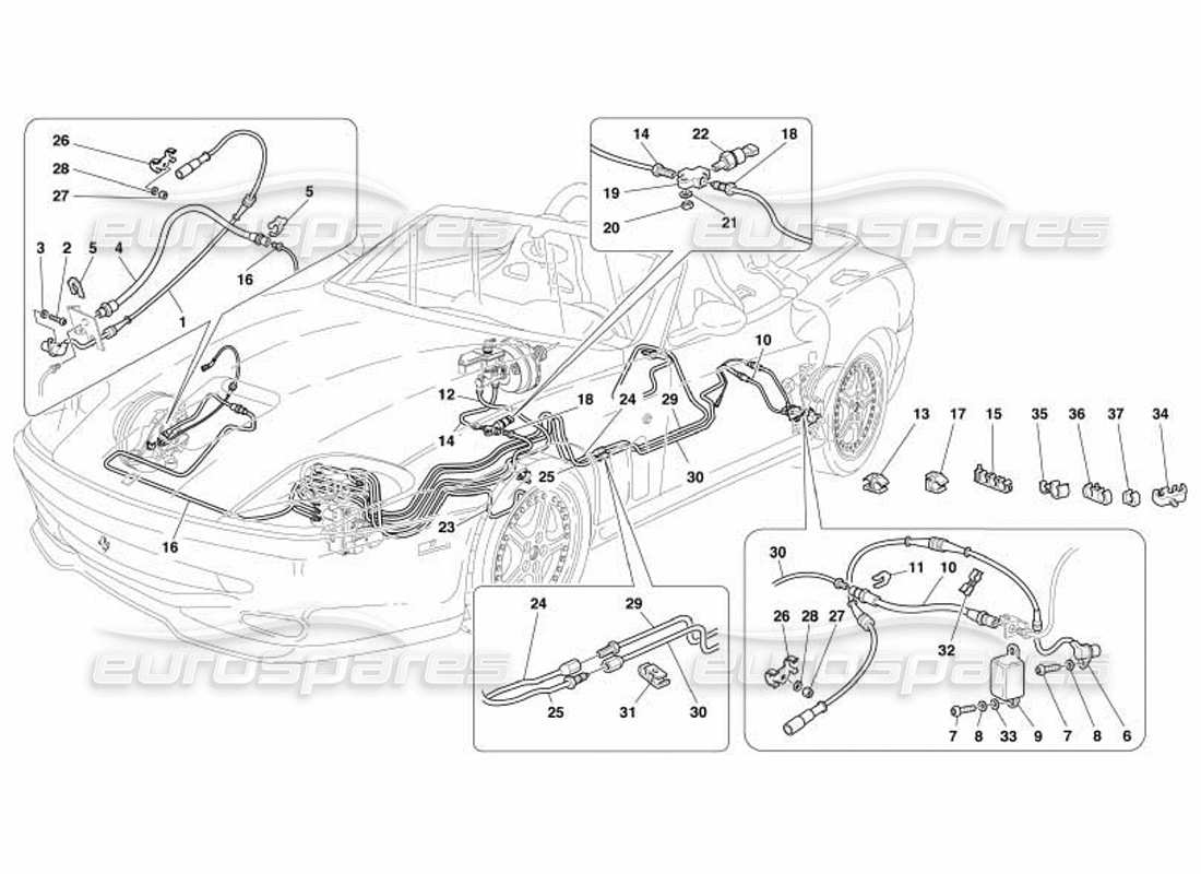 a part diagram from the Ferrari 550 Barchetta parts catalogue