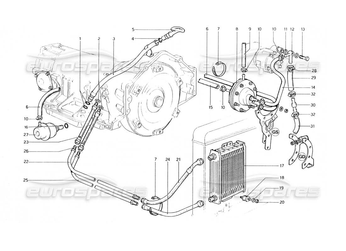 a part diagram from the Ferrari 400 GT (Mechanical) parts catalogue