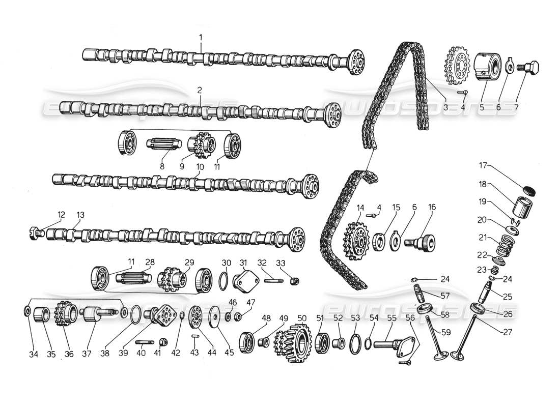 a part diagram from the lamborghini countach parts catalogue