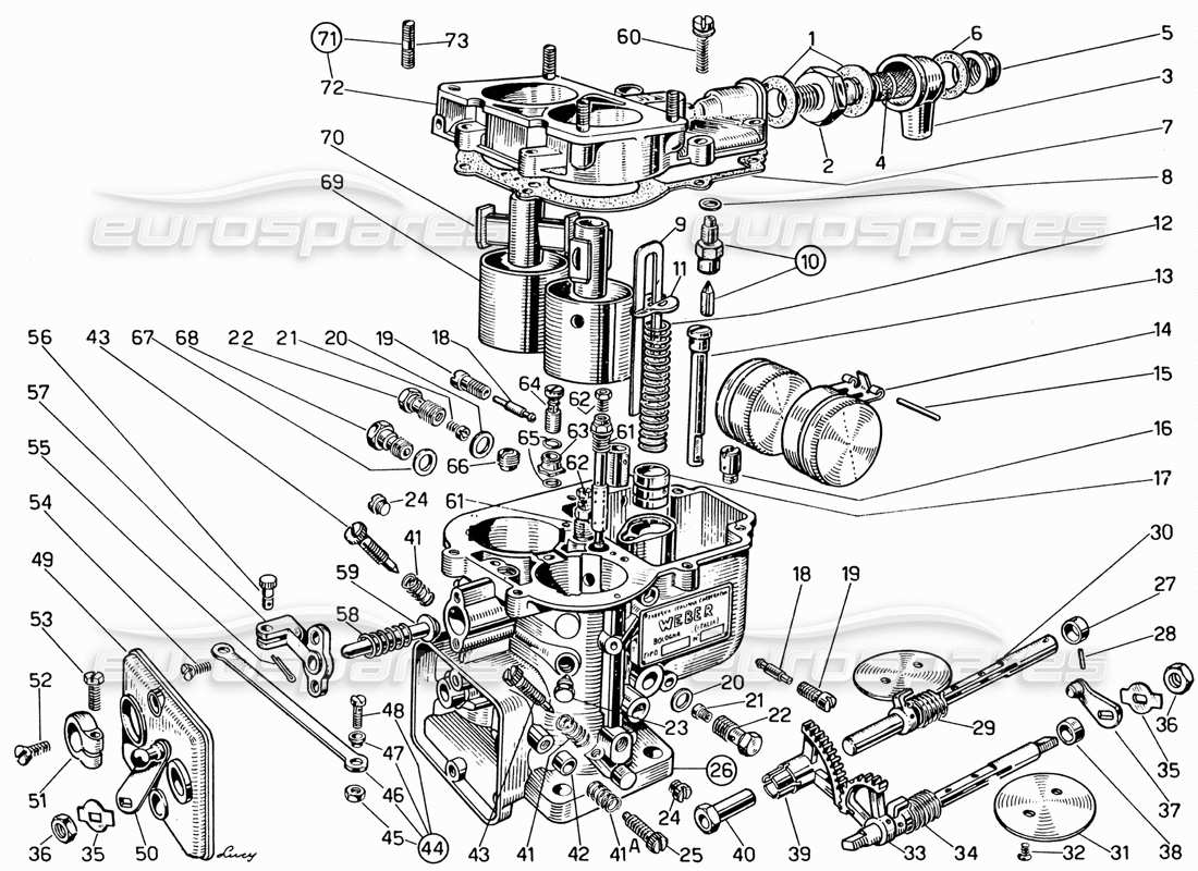 VIEW PARTS DIAGRAMS FROM THE FERRARI 330 AND 365 PARTS CATALOGUE a part diagram from the ferrari 330 and 365 parts catalogue