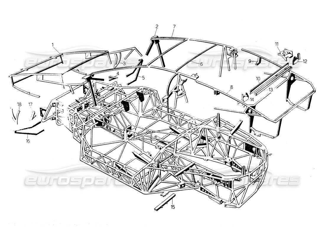 a part diagram from the lamborghini countach parts catalogue
