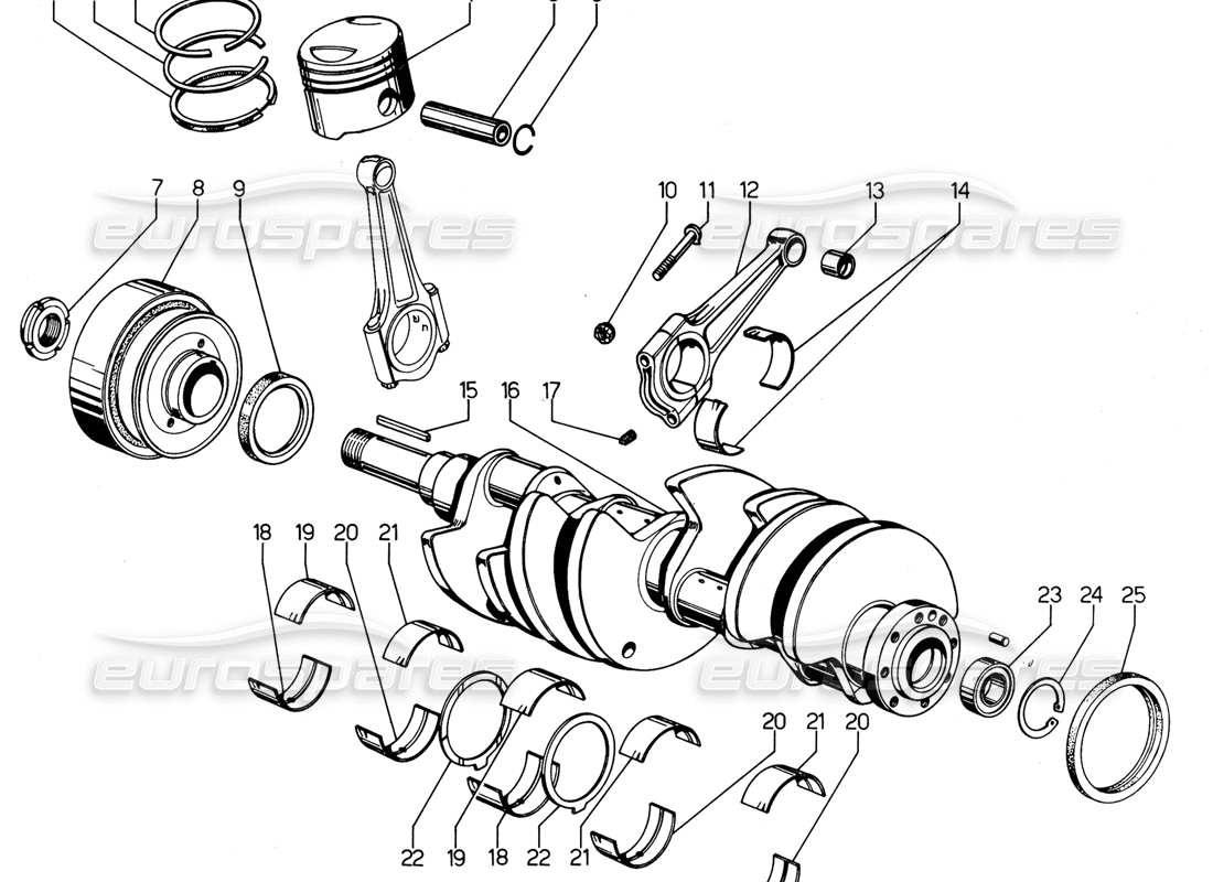 a part diagram from the lamborghini urraco p300 parts catalogue