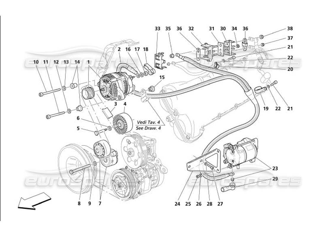 a part diagram from the maserati 4200 gransport (2005) parts catalogue