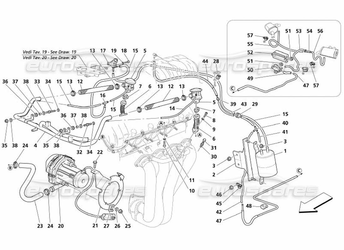 a part diagram from the Maserati 4200 Gransport (2005) parts catalogue