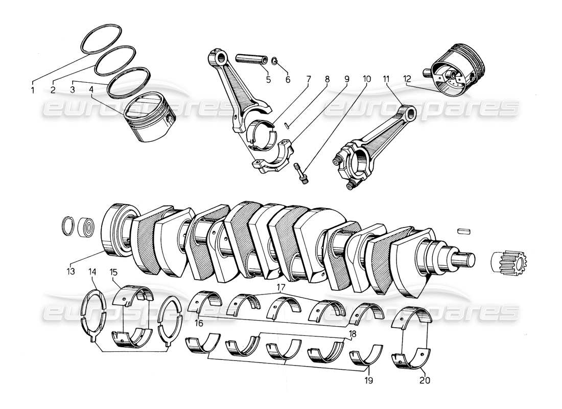 a part diagram from the lamborghini countach parts catalogue