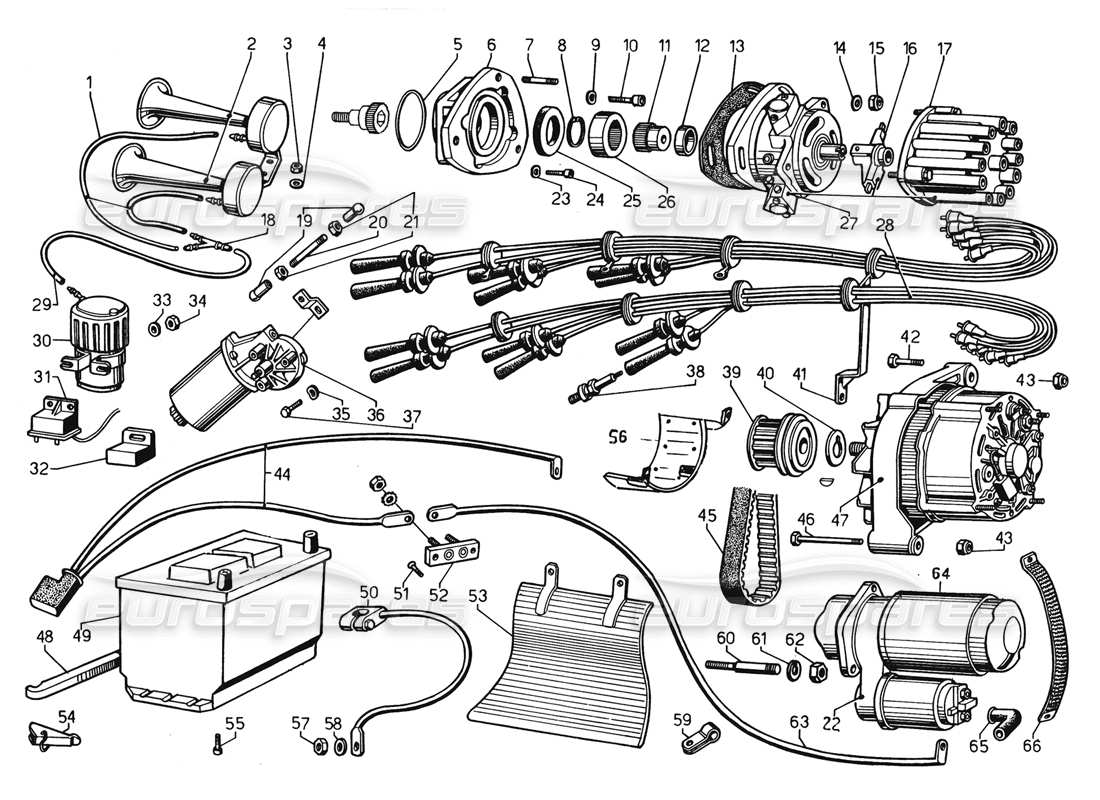 a part diagram from the lamborghini countach parts catalogue