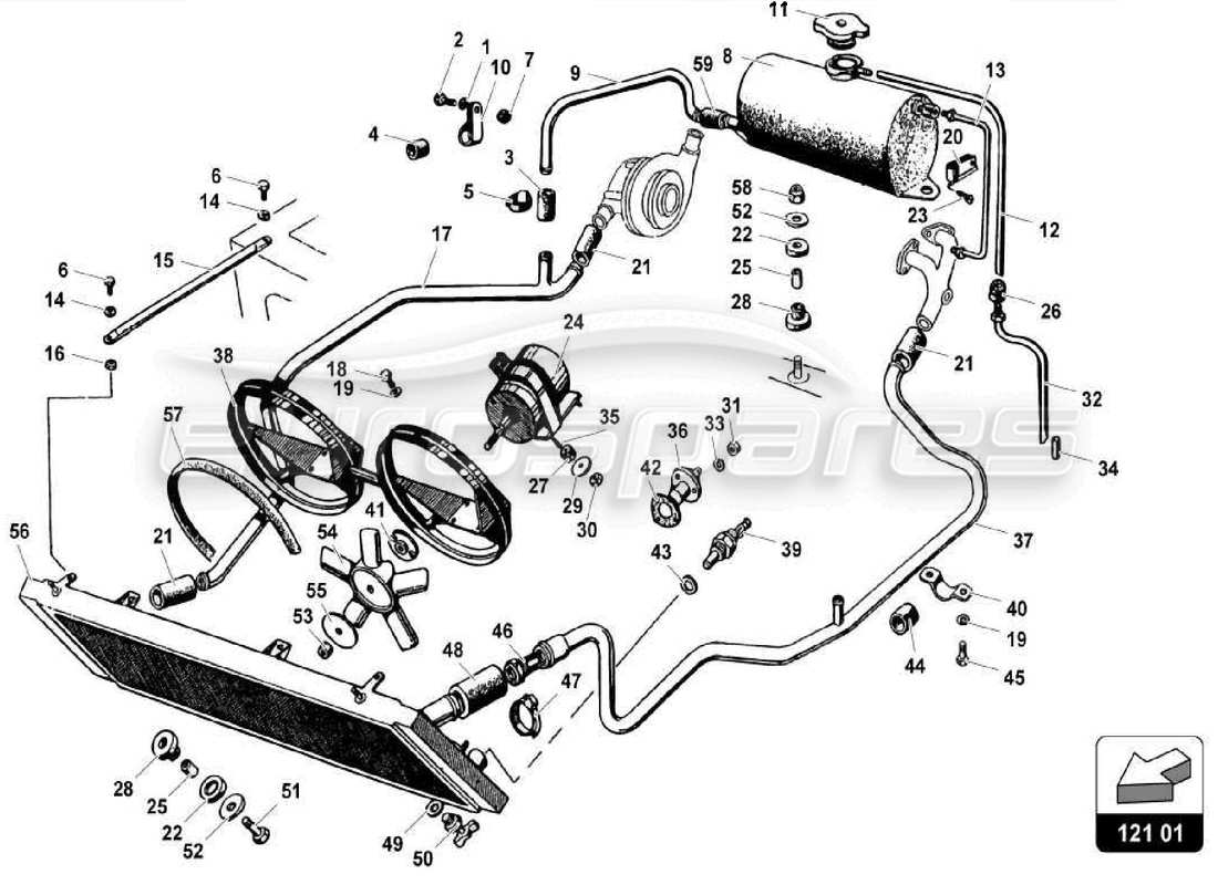 VIEW PARTS DIAGRAMS FROM THE LAMBORGHINI MIURA PARTS CATALOGUE a part diagram from the lamborghini miura parts catalogue