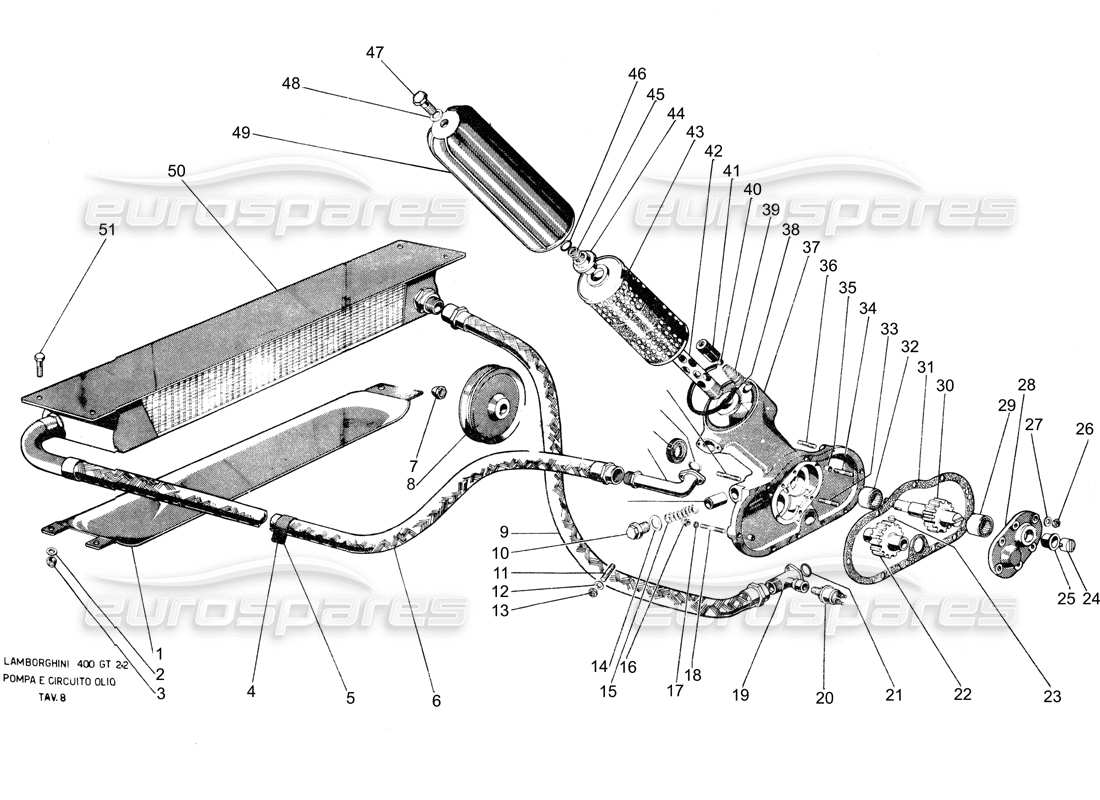 a part diagram from the lamborghini 400 parts catalogue