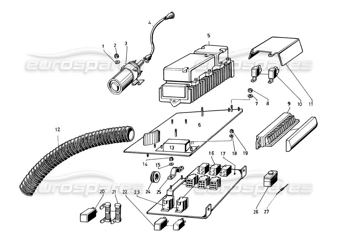 a part diagram from the lamborghini countach 5000 qvi (1989) parts catalogue
