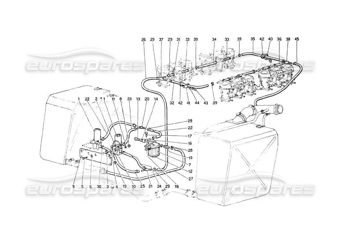 a part diagram from the Ferrari 512 BB parts catalogue