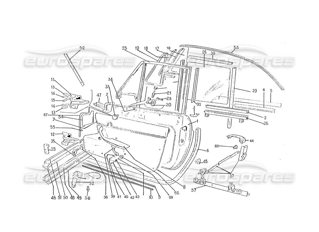 a part diagram from the ferrari 330 gtc / 365 gtc (coachwork) parts catalogue