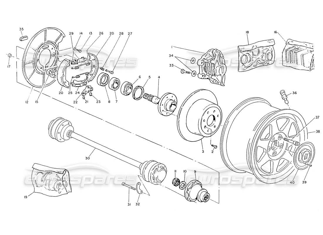 a part diagram from the maserati ghibli (1993-1995) parts catalogue