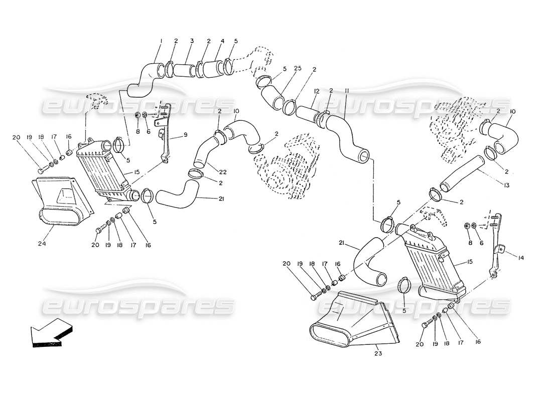 a part diagram from the maserati ghibli 2.8 (non abs) parts catalogue